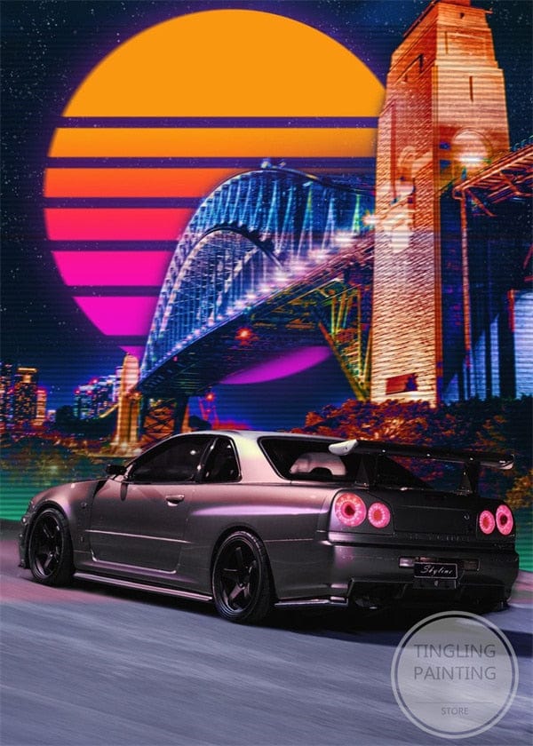 Customz Central R34 Rear Car Sci-Fi Metal Posters