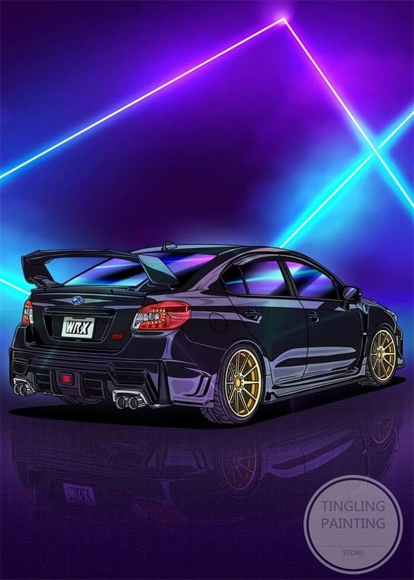 Customz Central Subaru Rear Black Car Sci-Fi Metal Posters