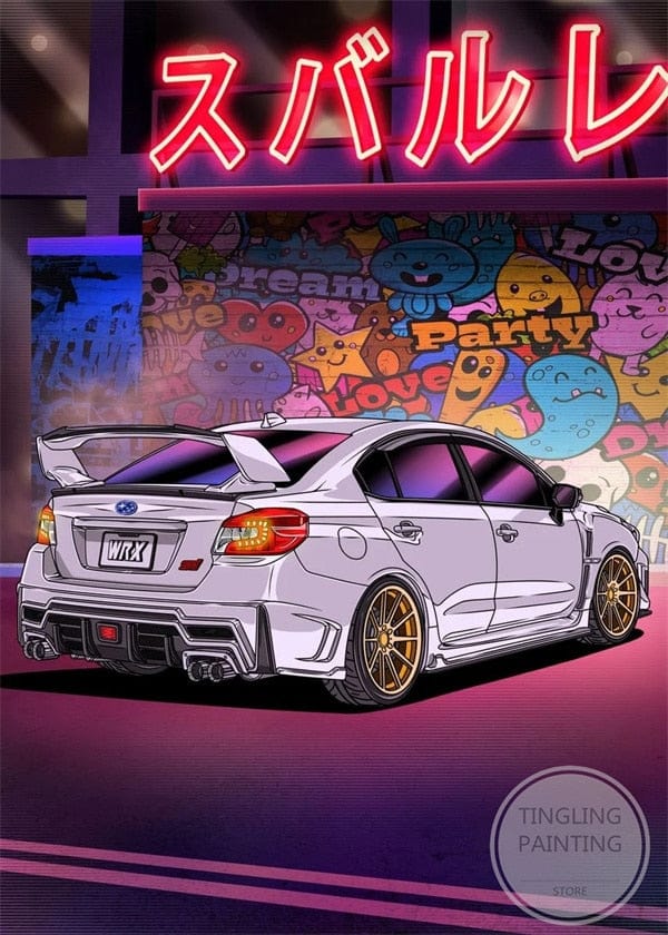 Customz Central Subaru White Car Sci-Fi Metal Posters