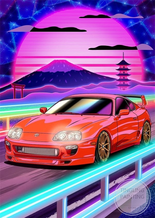 Customz Central Supra orange Car Sci-Fi Metal Posters