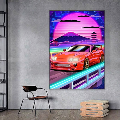 Customz Central Orange Supra / A4 JDM Car Poster