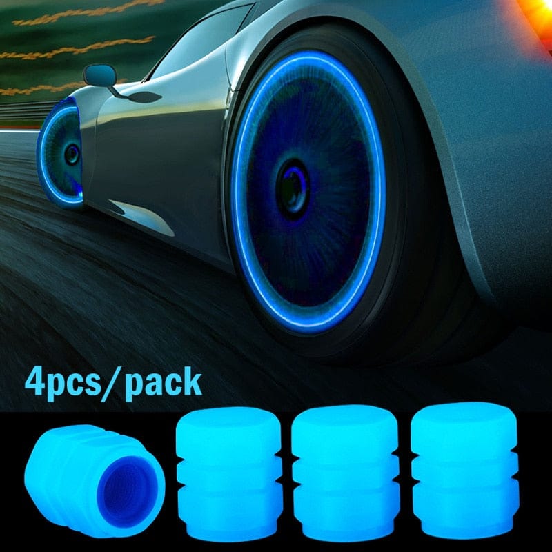 Customz Central 4pcs (Blue) Luminous Valve Caps