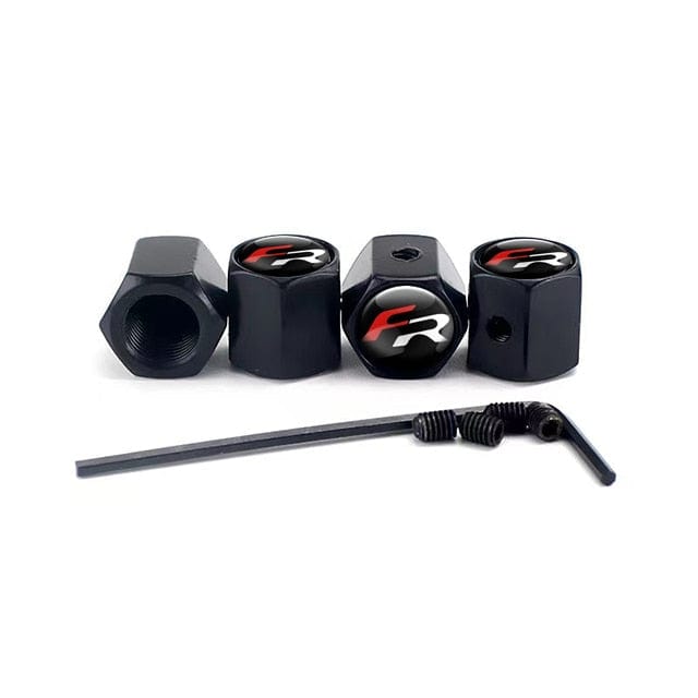 Customz Central 0 Black 2 Metal FR Emblem Valve Stem Caps