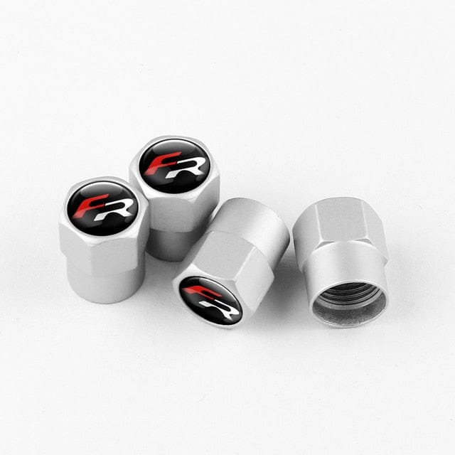 Customz Central 0 Silver Metal FR Emblem Valve Stem Caps